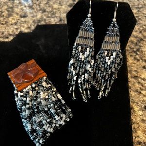 Black & White Beaded Necklace & Earring set